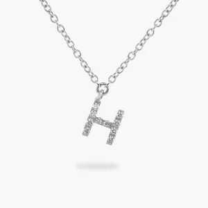 18ct white gold diamond initial 'H' necklace