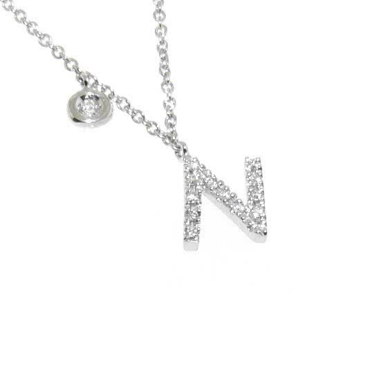 18ct white gold diamond Initial 'N' Necklace