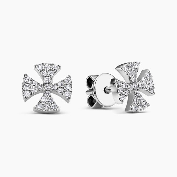 18ct white gold diamond cross stud earrings