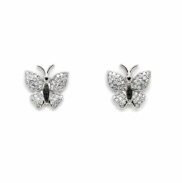 18ct white gold diamond butterfly stud earrings