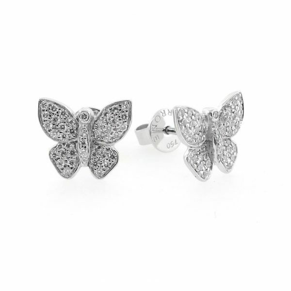 18ct white gold diamond butterfly stud earrings