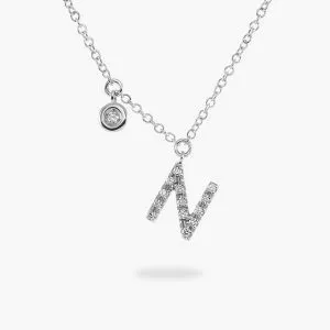 18ct white gold diamond Initial 'N' Necklace