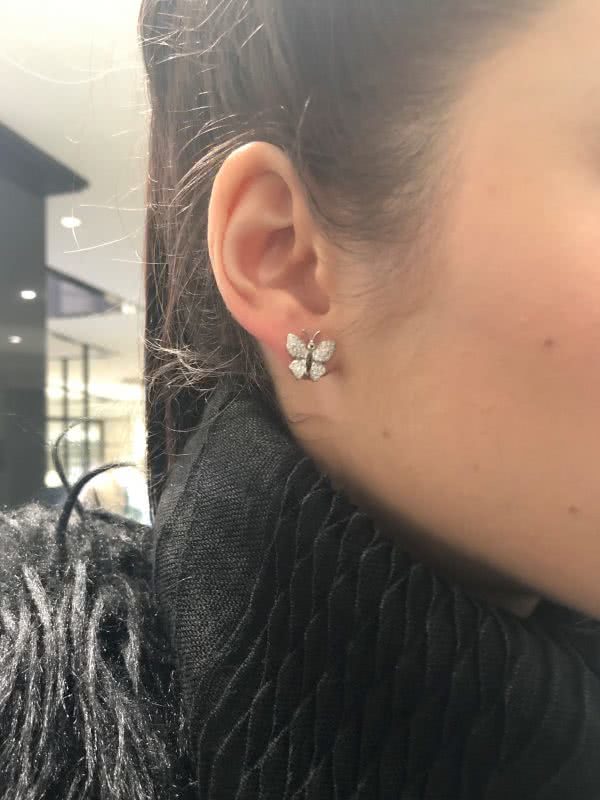 18ct white gold diamond butterfly stud earrings - Image 2