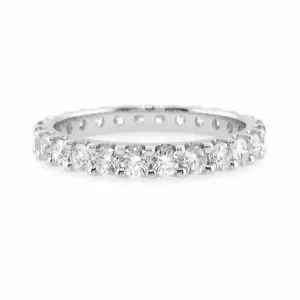 18ct white gold diamond claw set band