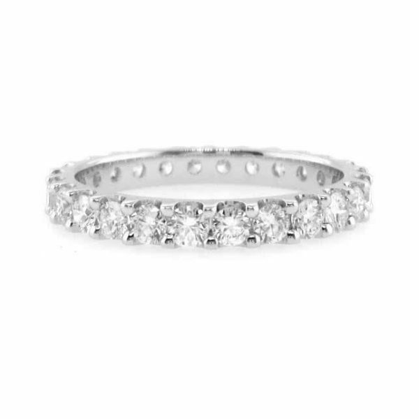 18ct white gold diamond claw set band