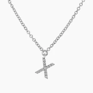 18ct white gold diamond initial 'X' necklace