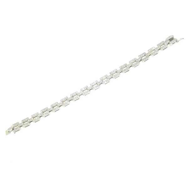18ct White Gold Diamond Square Link Bracelet.