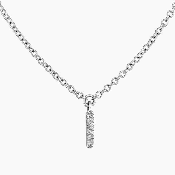 18ct white gold diamond initial "I" necklace