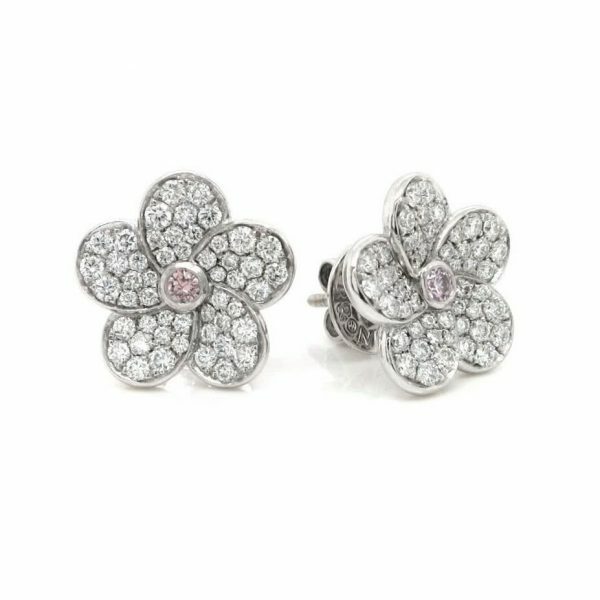18ct white gold Argyle Pink diamond earrings