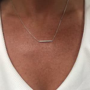 18ct white gold diamond bar necklace