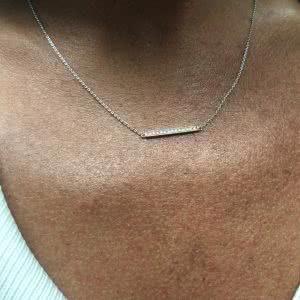 18ct white gold diamond bar necklace