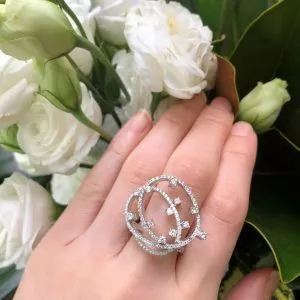 18ct White Gold Diamond Swirl Ring