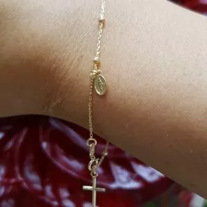 18ct yellow, rose and white gold rosary beads bracelet