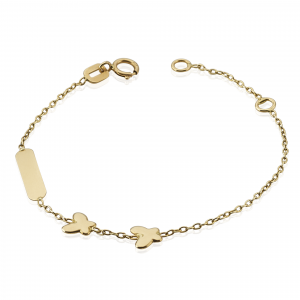18ct yellow gold butterfly ID baby bracelet