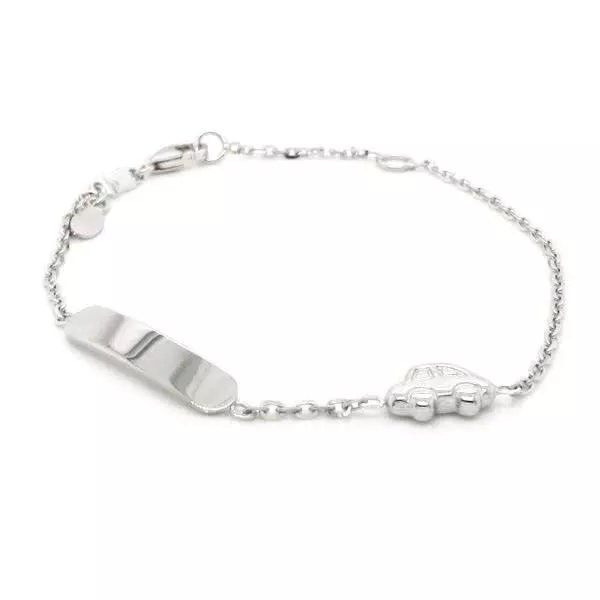 18ct white gold baby ID car bracelet