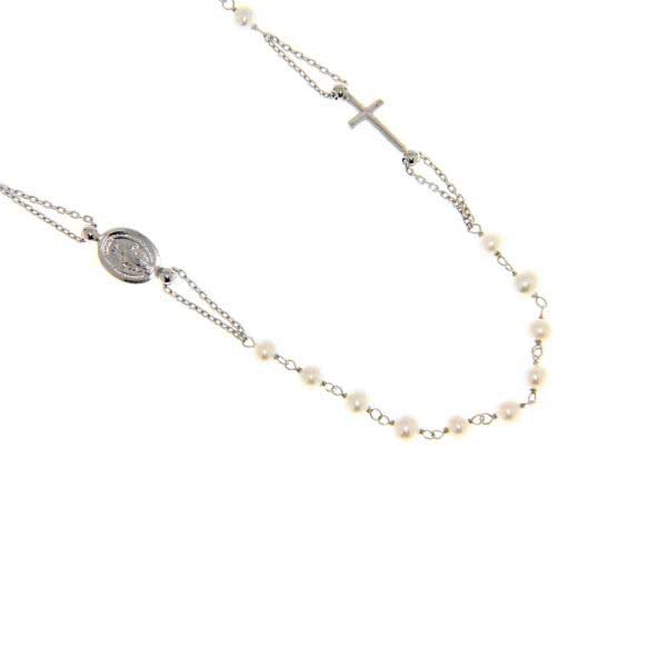 18ct White Gold Pearl Rosary Necklace - Image 2