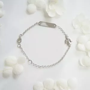 18ct White Gold ID Angel Baby Bracelet