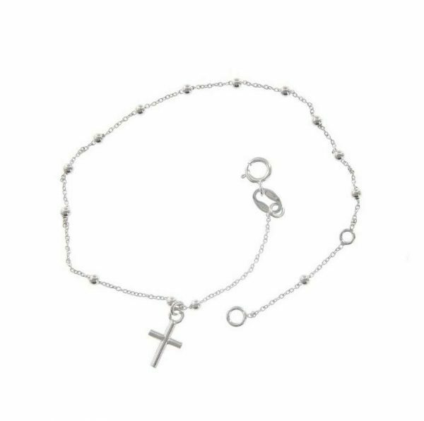 18ct white gold rosary beads bracelet