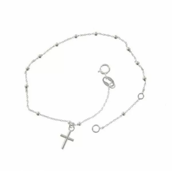 18ct white gold rosary beads bracelet