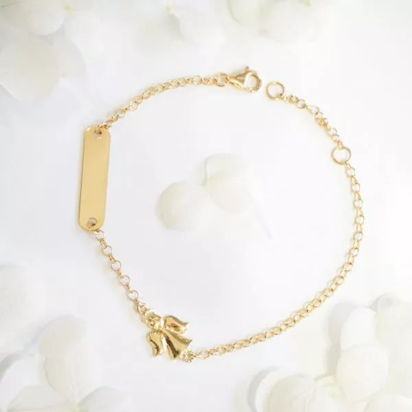 18ct yellow gold angel ID baby bracelet