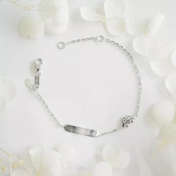 18ct white gold baby ID car bracelet