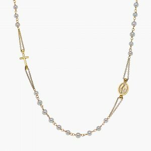 18ct Yellow Gold Pearl Rosary Necklace