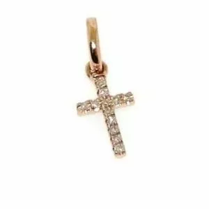 18ct rose gold diamond set small cross