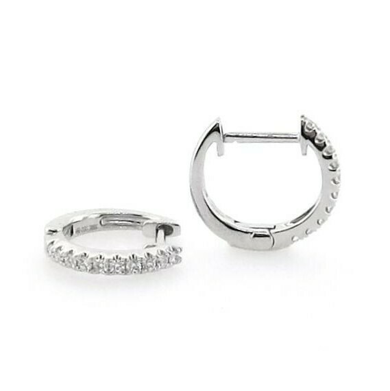 18ct white gold diamond claw small hinged hoop earrings