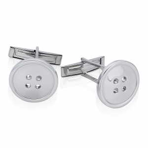 Sterling silver button shaped cufflinks