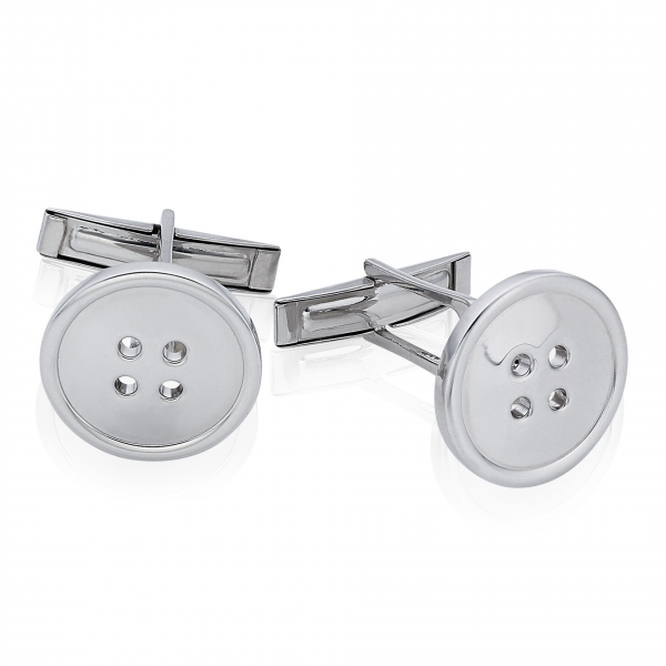 Sterling silver button shaped cufflinks