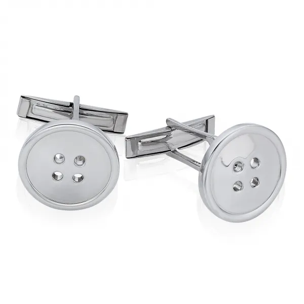 Sterling silver button shaped cufflinks