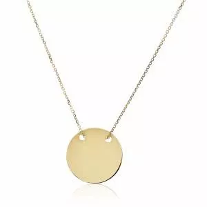 18ct yellow gold round plate necklace