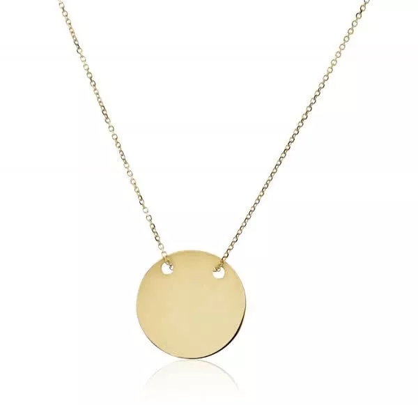 18ct yellow gold round plate necklace