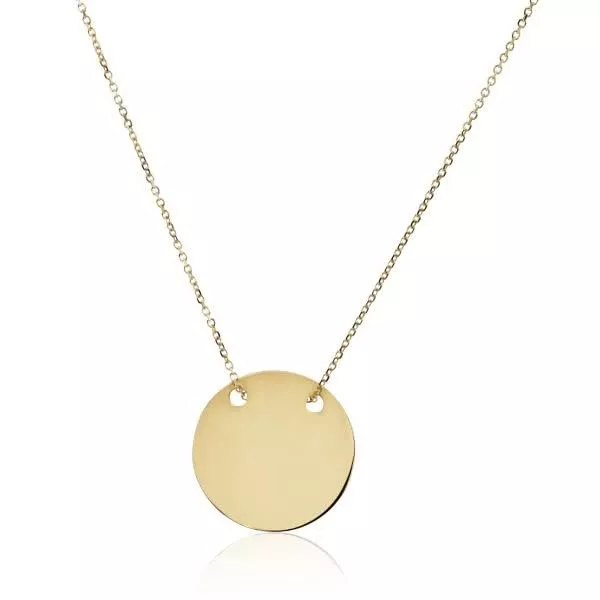 18ct yellow gold round plate necklace