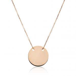 18ct rose gold round plate necklace
