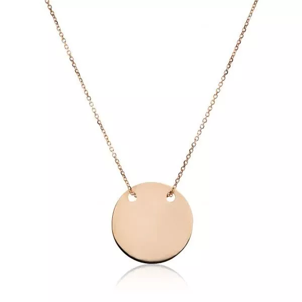 18ct rose gold round plate necklace