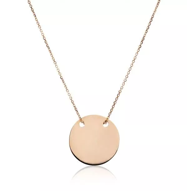 18ct rose gold round plate necklace