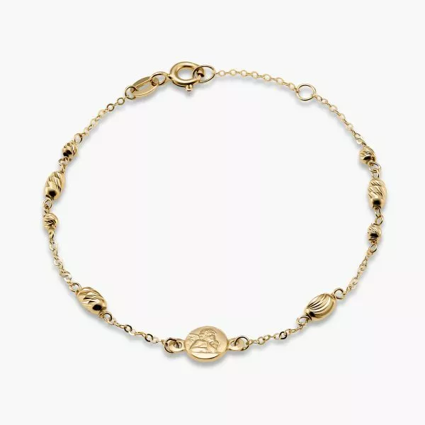 18ct yellow gold baby bracelet with an angel medal