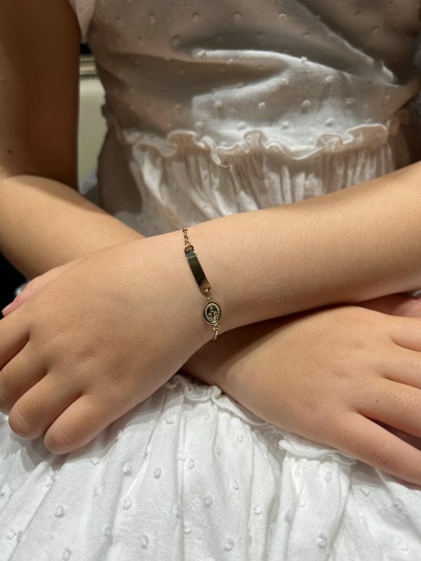 18ct yellow gold baby ID bracelet with religious medal - Image 3