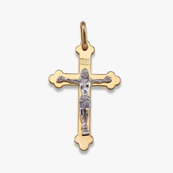 18ct yellow and white gold crucifix pendant