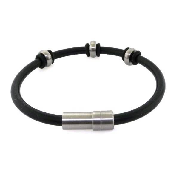 Stainless steel Men's rubber bracelet