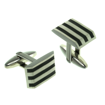 Stainless Steel Cufflinks With Black Enamel feature