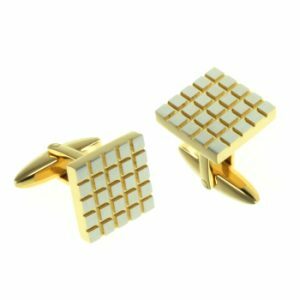 Stainless Steel Yellow Gold Plated Cufflinks with Square pattern