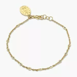 18ct yellow gold diamond bracelet with religious medal