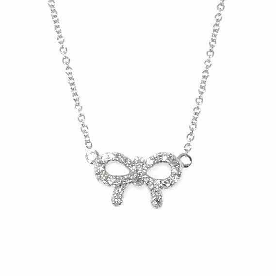 18ct white gold diamond bow necklace