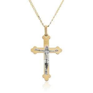 18ct yellow and white gold crucifix pendant