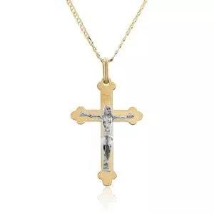 18ct yellow and white gold crucifix pendant