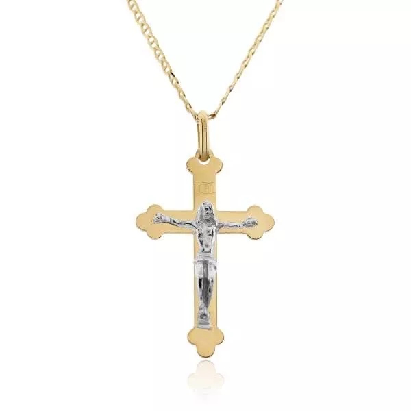 18ct yellow and white gold crucifix pendant