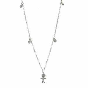 18ct white gold adjustable diamond figure necklace