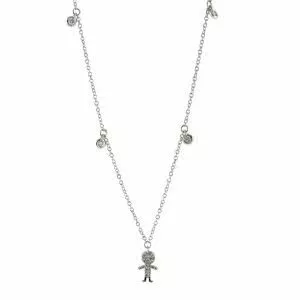 18ct white gold adjustable diamond figure necklace